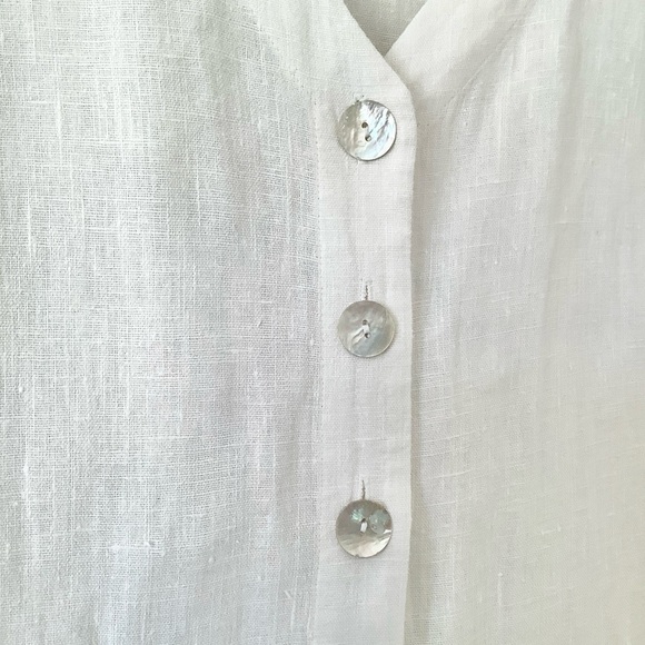 MARISA CHRISTINA Linen Blazer White 1X Long 32” USA Made V-Neck Patch Pockets - Picture 3 of 10